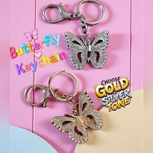 Nicole Gold and Silver Butterfly Keychain